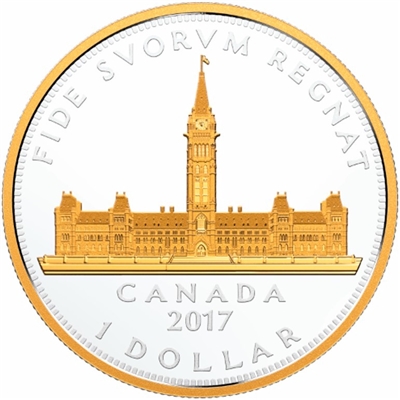 RDC 2017 Canada $1 Royal Visit - Parliament Silver Dollar (No Tax) impaired