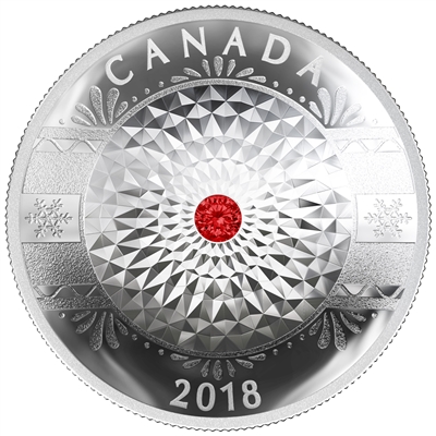 2018 Canada $25 Classic Holiday Ornament Fine Silver with Swarovski Crystal