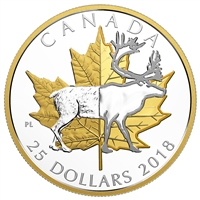 2018 $25 Timeless Icons - Piedfort Caribou Fine Silver Coin