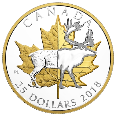 RDC 2018 Canada $25 Timeless Icons - Piedfort Caribou Silver (No Tax) Impaired