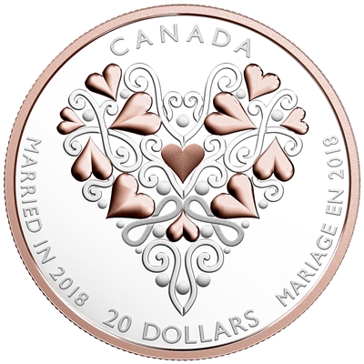 2018 Canada $20 Best Wishes on Your Wedding Day Silver Coin (TAX Exempt)