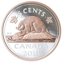 2018 Canada 5-cent Big Coin Rose-Gold Plated 5oz. Fine Silver (TAX Exempt)