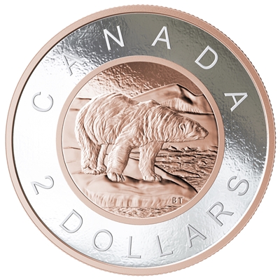 RDC 2018 Canada $2 Big Coin Rose-Gold Plated 5oz. Fine Silver (No Tax) impaired