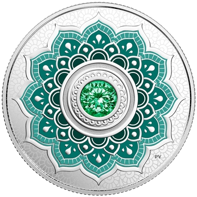 RDC 2018 Canada $5 Birthstone - May Fine Silver with Swarovski Crystal (scratched capsule)