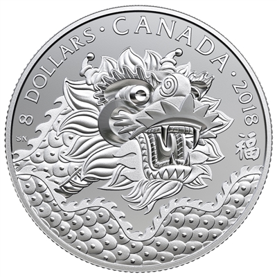 2018 Canada $8 Dragon Luck Silver Coin (TAX Exempt)