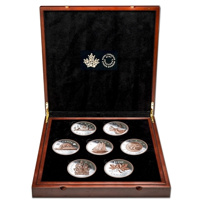 2018 Canada Big Coin Rose-Gold Plated 5oz. Silver 7-coin Set in Deluxe Case (No Tax)