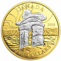 2018 $20 Canada's Iconic Inukshuk - Guiding the Way Gold Plated Silver (NO Tax)