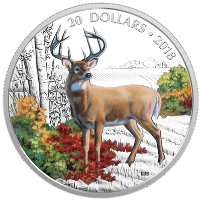 RDC 2018 Canada $20 Majestic Wildlife - Wandering White-Tailed Deer (No Tax) impaired