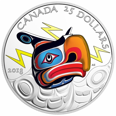 RDC 2018 Canada $25 Thunderbird Fine Silver (No Tax) scratched capsule