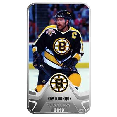 2019 Canada $25 Boston Bruins: Ray Bourque Rectangular Fine Silver (No Tax)