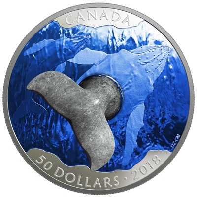 2018 Canada $50 Whale's Tail Soapstone Sculpture Fine Silver Coin