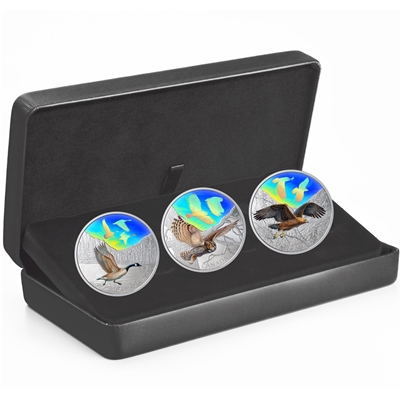 RDC 2019 Canada $30 Majestic Birds in Motion Silver 3-coin set (No Tax) scuffed box