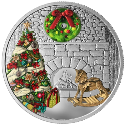 RDC 2019 Canada $20 Holiday Wreath Fine Silver Coin - Capsule Scratched
