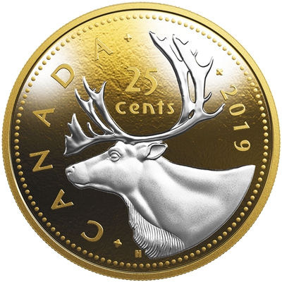 2019 Canada 25-cent Big Coin 5oz Reverse Gold Plated Silver (Tax Exempt)