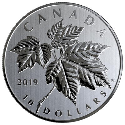 RDC 2019 Canada $10 Red Maple - Maple Leaves Fine Silver (No Tax) Scratched