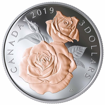 RDC 2019 Canada $3 Queen Elizabeth Rose Blossoms Fine Silver (No Tax) writing on COA