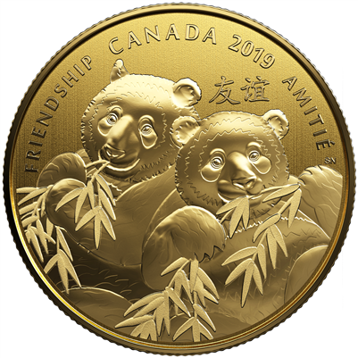 2019 Canada $8 Pandas: A Golden Gift of Friendship Gold Plated Fine Silver (No Tax)