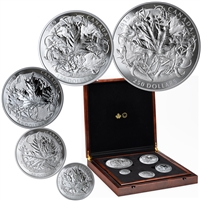 2019 The Canadian Maple Masters Collection Fine Silver 5-Coin Set (No Tax) Bent/Torn