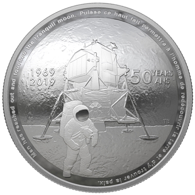 2019 Canada $25 50th Anniversary of the Apollo 11 Moon Landing Fine Silver (No Tax)