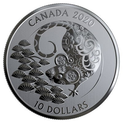 2020 Canada $10 Year of the Rat Fine Silver (TAX Exempt)