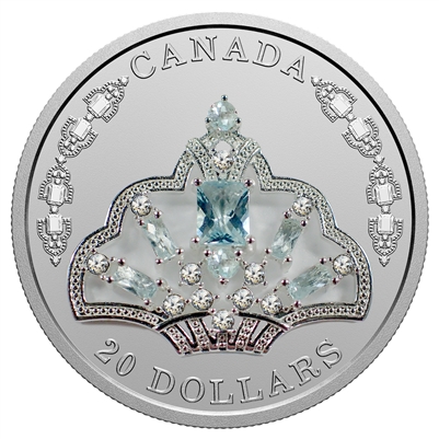2020 Canada $20 HM Queen Elizabeth II's Brazilian Aquamarine Tiara Silver