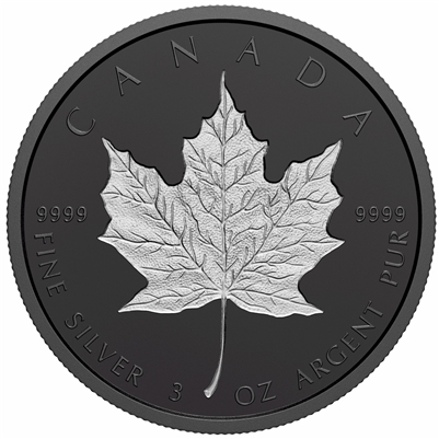 2020 Canada $50 Rhodium-Plated Incuse 3oz. Fine Silver Maple Leaf (NO Tax)