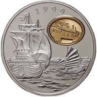 1999 Canada-Macau 100 Patacas Return To China Sterling Silver & Gold Cameo