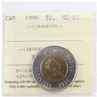 1996 Canada Two Dollar ICCS Certified MS-65