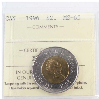 1996 Canada Two Dollar ICCS Certified MS-65
