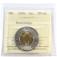 2000 Knowledge Canada Two Dollar ICCS Certified MS-66