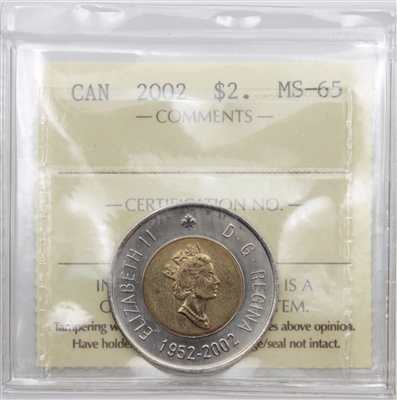2002 Canada Two Dollar ICCS Certified MS-65