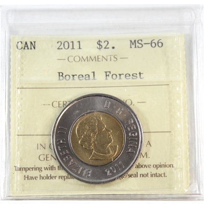 2011 Boreal Forest Canada Two Dollar ICCS Certified MS-66