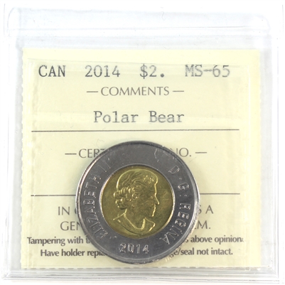 2014 Canada Two Dollar ICCS Certified MS-65