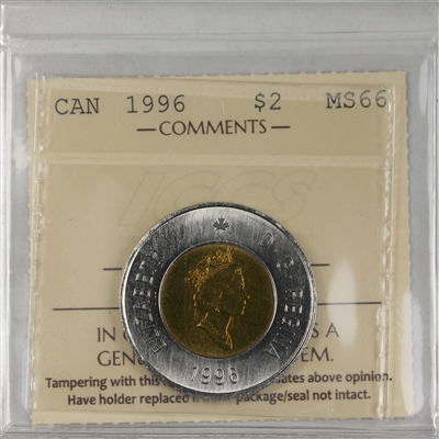 1996 Canada Two Dollar ICCS Certified MS-66