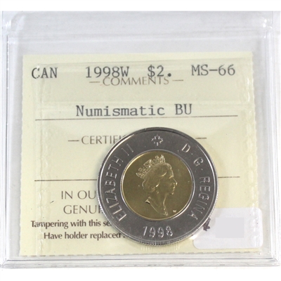 1998W Polar Bear Canada Two Dollar ICCS MS-66 NBU