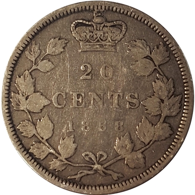 1858 Coinage Canada 20-cents VG-F (VG-10) $