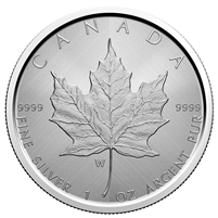 2021 $5 Silver Maple Leaf with W Mint Mark Coin