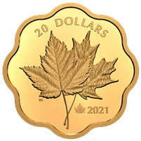 2021 Canada $20 Iconic Maple Leaves Gold Plated Fine Silver (No Tax)
