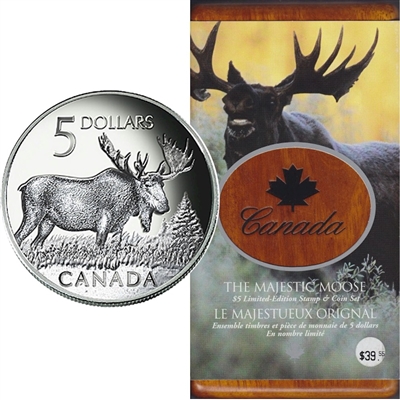 RDC 2004 Canada Majestic Moose $5 Coin and Stamp Set (No Tax) Impaired