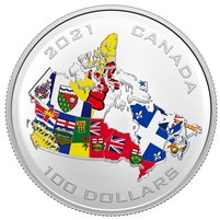 2021 $100 Canada's Provincial and Territorial Flags 10oz. Fine Silver (No Tax)