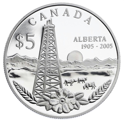 RDC 2005 Canada $5 Alberta's Centennial Special Edition Silver (No Tax) Impaired