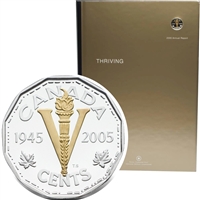 2005 Canada Silver VE-Day 5 Cents with the Mint's Annual Report