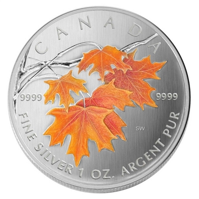 2007 Canada $5 Sugar Maple in Orange - Coloured Silver Maple (No Tax)