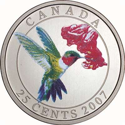 RDC 2007 25-cent Birds of Canada - Ruby-Throated Hummingbird (missing sleeve)