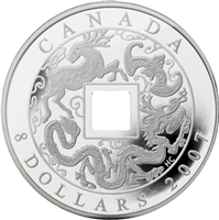 RDC 2007 Canada $8 Fine Silver Chinese Square Hole Coin (No Tax) Capsule scratched