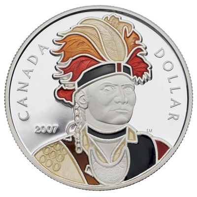 RDC 2007 Canada Thayendanegea Enamelled Proof Silver Dollar (Impaired)