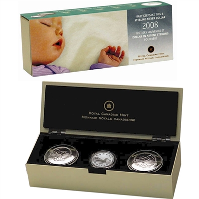 2008 Canada Baby Keepsake Tins and Sterling Silver Dollar