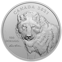2021 Canada $100 Wolf Sketch by Robert Bateman 10oz. Fine Silver (No Tax)