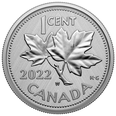 2022 Canada 1-cent Farewell to the Penny with W Mint Mark Fine Silver (No Tax)