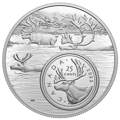 2022 Canada 25-cent The Bigger Picture: The Caribou 5oz Fine Silver (No Tax)